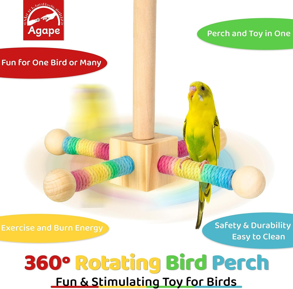 Agape Medium-Large Bird Toy, Rotating Interactive Parrot Toy - S - image 3