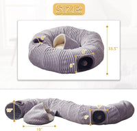Cat Tunnel Bed for Indoor Cats - Light Grey / L:33.5" x 33.5" x 10" - image 4