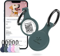QR & NFC Pet ID Tag, Silent Silicone Dog Name Tag - Green