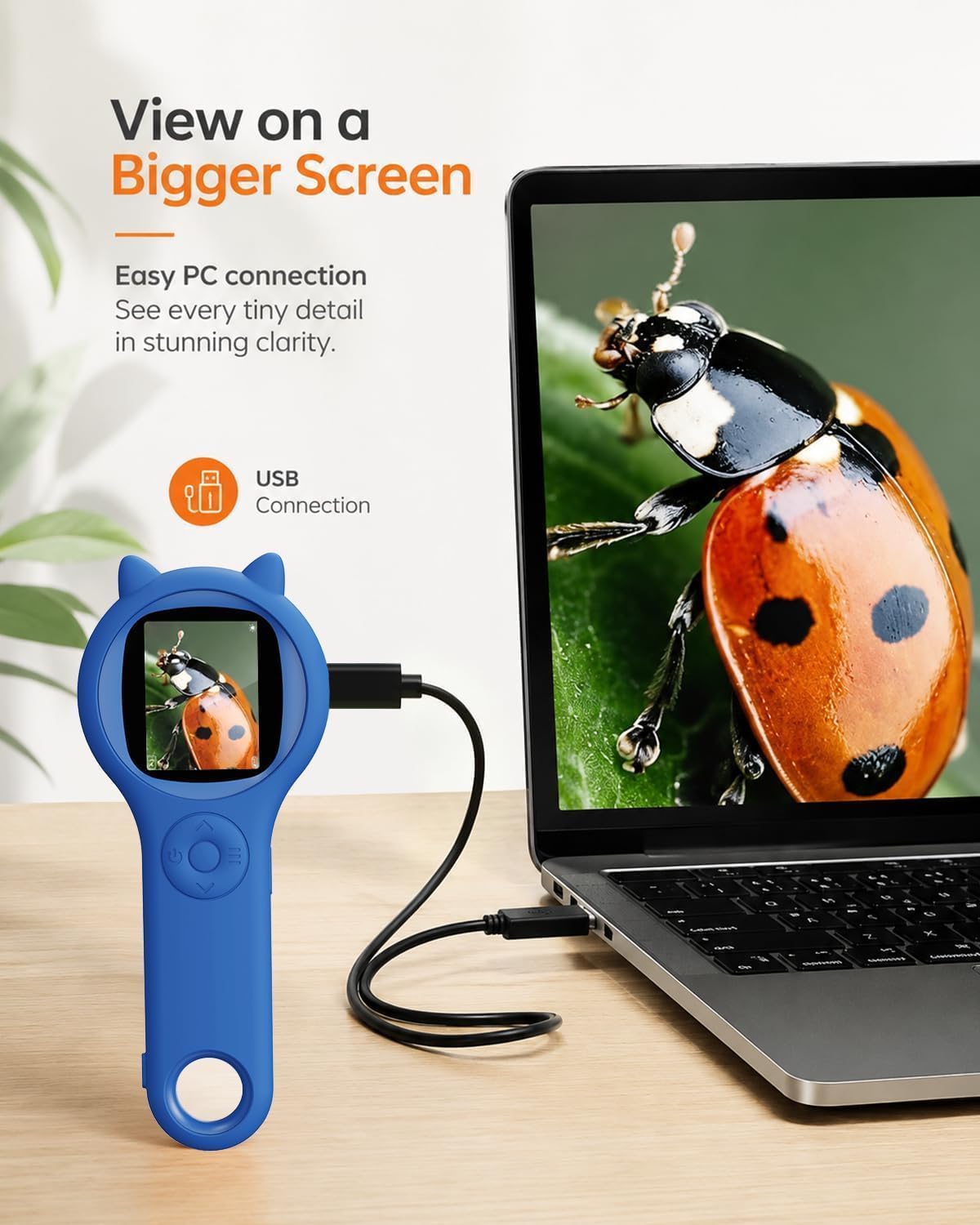 Kids Microscope, 500X Digital Magnifying Glass, Explore STEM Toy - Deep Blue / 1 Pcs - image 4
