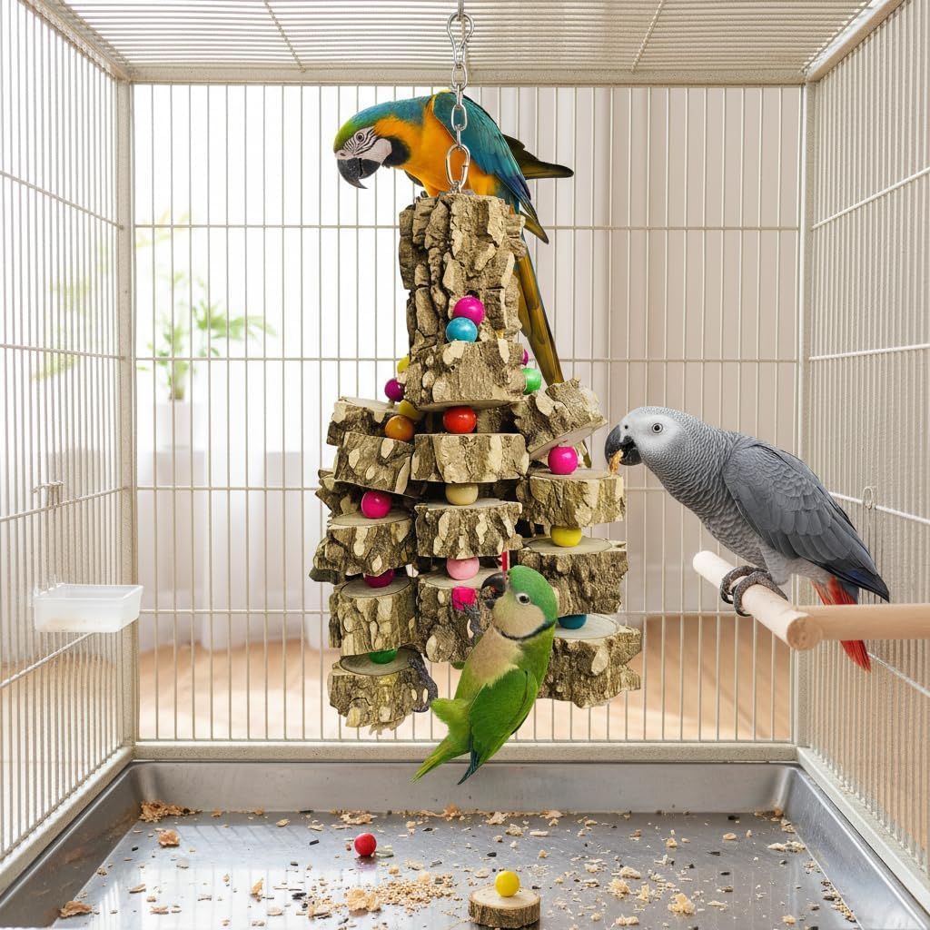 Macaw Toys Extra Large Parrot Toys Natural Wood Bird Chewing Toys - A: Pepper Wood - image 2
