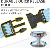 Pupteck Soft Mesh Dog Harness Sized and Leash Set Pet Puppy Cat - Blue&Brown / M (NECK: 14", CHEST: 17"-21") / Classic over-the-head harness - image 4