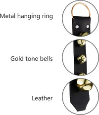 Frienda hanging dog doorbells, two leather belts with seven jingle bells each - view 3