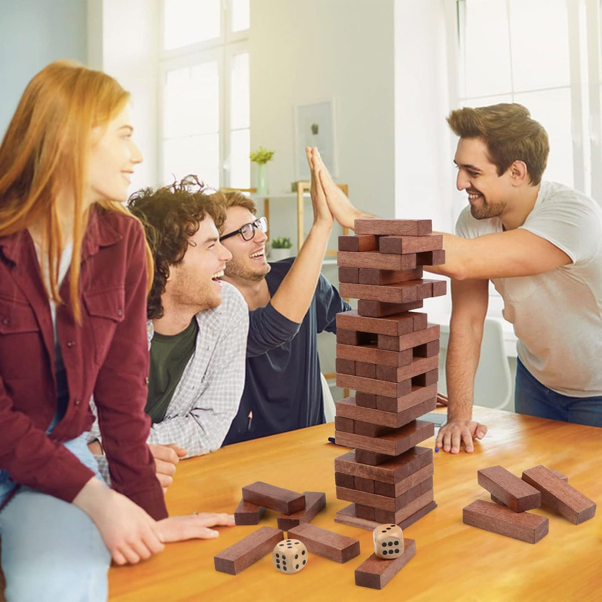 Wooden Blocks Stacking Games 48PCS Tumbling Tower for Kids Families – Fun for Kids & Family - 54PCS - image 3