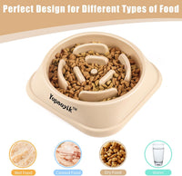 2 Pack Slow Feeder Dog Bowls for Medium Dogs & Cats – Essentials for Dogs - Medium / Grey and Beige - image 3