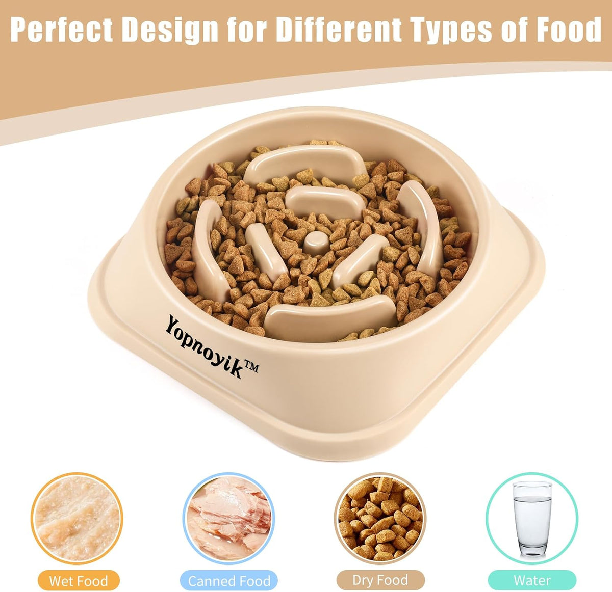 2 Pack Slow Feeder Dog Bowls for Medium Dogs & Cats – Essentials for Dogs - Medium / Grey and Beige - image 3