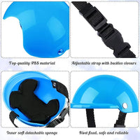 Frienda Dog Helmet and Goggles, UV Protection Doggy Sunglasses and 4 Inch Padded Puppy Motorcycle Helmet Adorable Dog Goggles with Adjustable Belt for Small Dogs Puppy Riding(Blue,S)