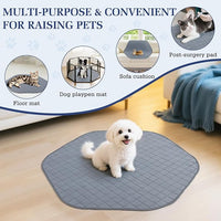 2-in-1 Small Animals Playpen with Pad, Waterproof Small Pet Cage Tent with Reusable Pad, Portable Outdoor Yard Fence with 3 Metal Rod for Chick/Kitten/Puppy/Guinea Pig/Rabbits/Chinchillas, Gray
