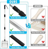 PINVNBY Stainless Steel Chicken Poop Scooper 3 in 1 Adjustable Long Handle Poop Scooper for Chicken(21.8" to 38.6") Multifunctional Chicken Coop Cleaning Tools Sifting Shovel Chicken Coop Accessories