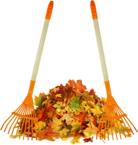 POMIKU kids rakes, four orange child size leaf rakes with wooden handles - view 2