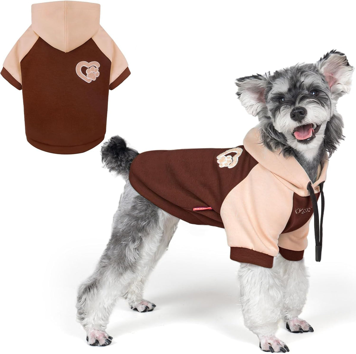 KYEESE Dog Hoodie for Small Dogs Soft Pullover Dog Sweater for Daily - Small (6-9lbs) / 2#Brown