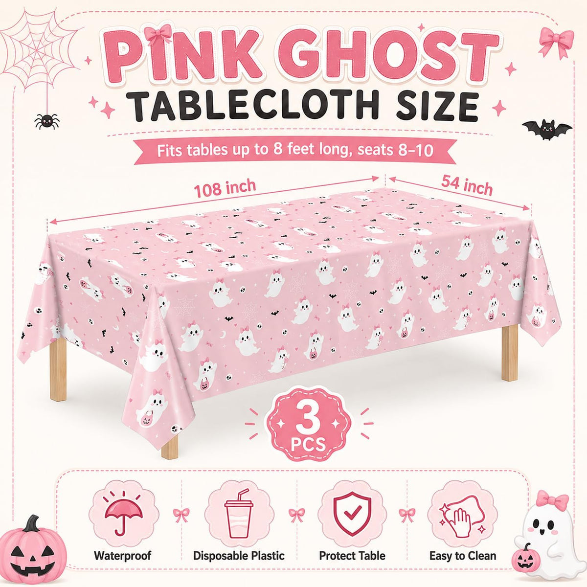 LINHAXM 3 Pack Brown Wood Grain Tablecloths - Halloween - image 2