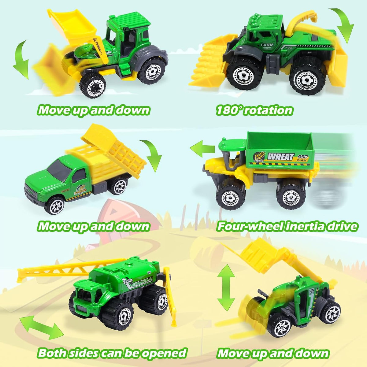 Oriate set of 6 diecast construction vehicles including excavator and bulldozer - view 20