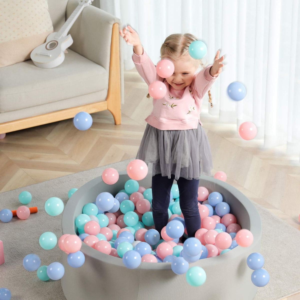 TRENDBOX Ball Pit Balls Plastic Balls for Ball Pit Pool Playpen - Macaroon Tri-color / 100 pcs - image 4