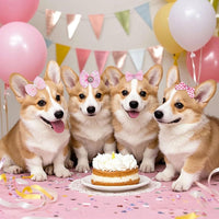 20PCS Cute Dog Hair Bows with Rubber Bands Handmade Mix Style - Pink / Novel Pattern - image 4