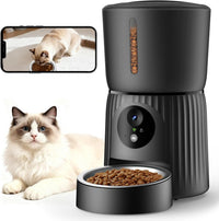 Faroro Automatic Cat Feeder with Camera - Black / 1080P Camera