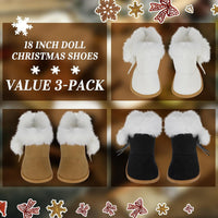 Bencailor 18 inch doll boots, 3 pairs of winter snow boots in white, black and brown - view 6