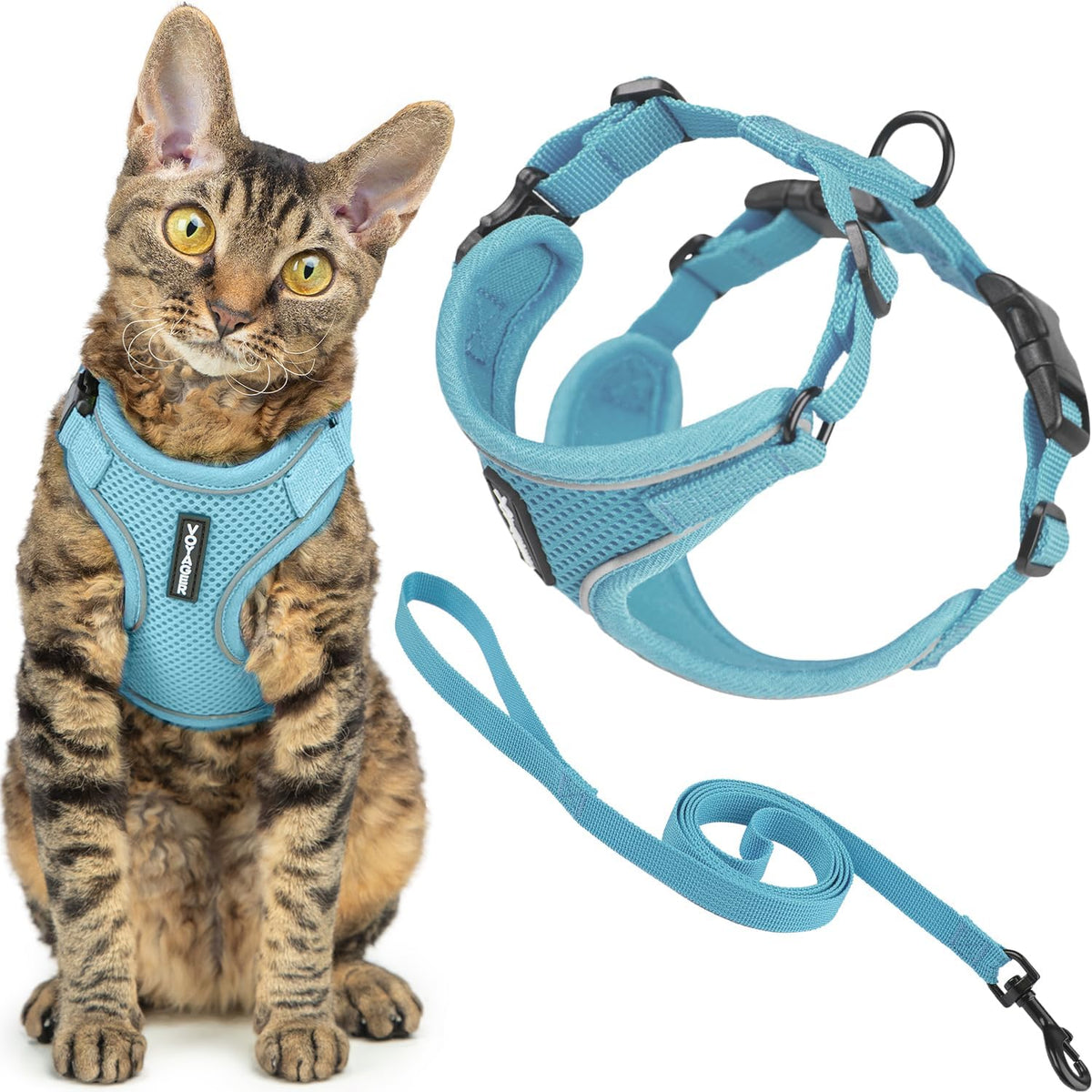 Voyager Escape-Proof Step-in Harness & Leash, Orange - Baby Blue (327) / XS (Chest: 13 - 16")