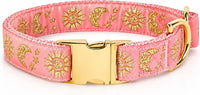 Cat Collar with Bell for Kittens & Cats, Moon & Stars Design – Essentials for Cats - Coral Pink Collar / Large (Pack of 1)