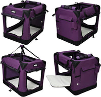 EliteField 4-Door Folding Soft Dog Crate with Curtains – Essentials for Dogs - Purple / 30.0"L x 21.0"W x 24.0"H - image 4
