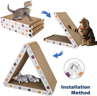 Cat Scratcher Cat Scratching Board, Foldable, Triangle - White - image 4