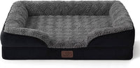 Bedsure Orthopedic Dog Bed Medium Size Dogs - Washable Medium Dog Cat Bed Waterproof, Comfort Pet Couch Sofa with Washable Removable Cover, Pets Bed with Nonskid Bottom, Plush-Black, 28"