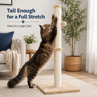 Dimaka Tall Cat Scratching Post Tree Scratcher with Sisal Rope - Light Brown / 34 inches for Large Cats - image 3