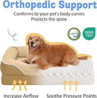Washable Orthopedic Large Dog Bed -XL Large Dog Bed with Removable & Waterproof Cover Pet Beds with Foam Support for Big Size Dogs with Bolster