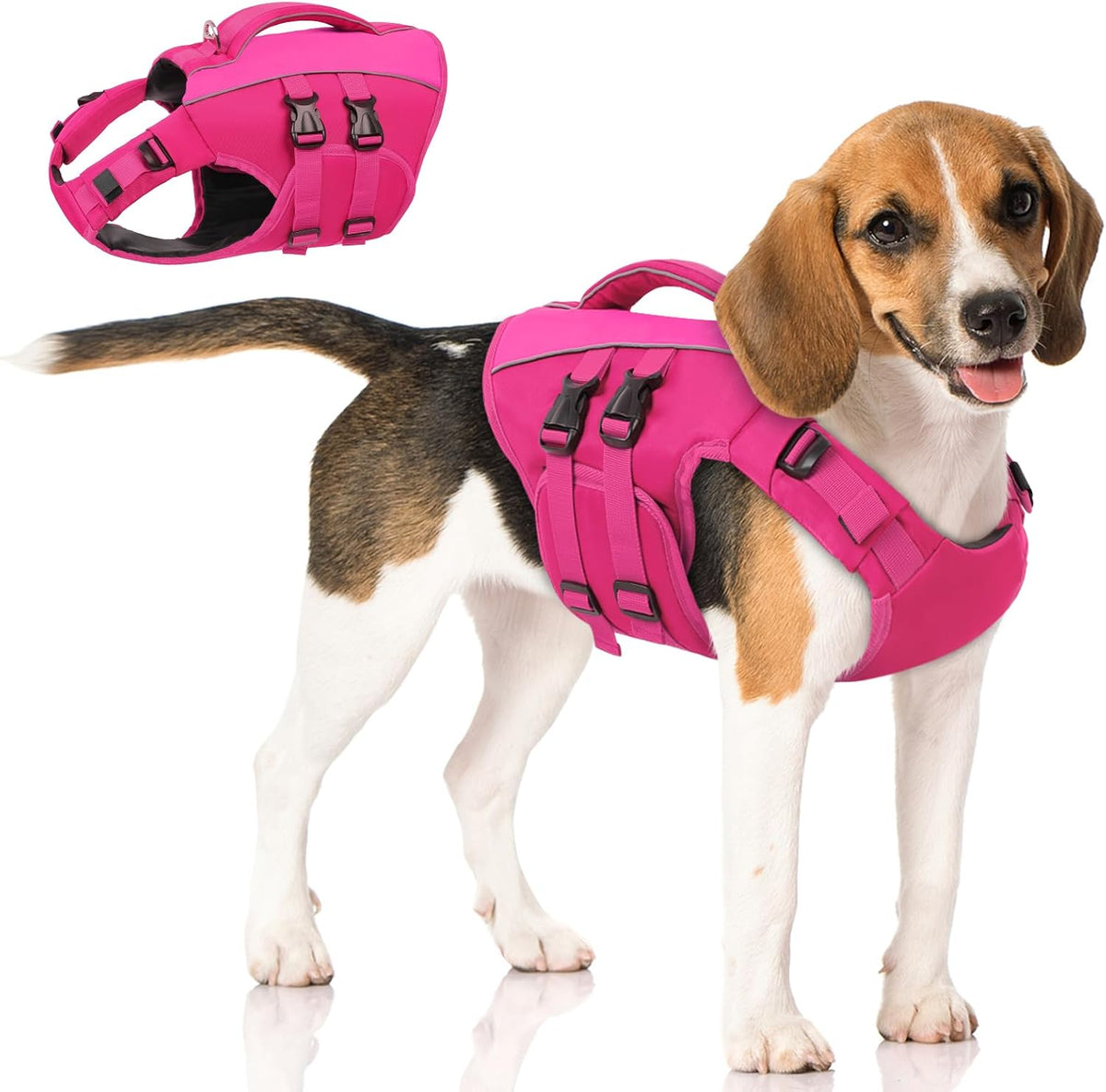 Dog Life Jacket Medium,Ripstop Dog Flotation Vest for Medium Dogs – Essentials for Dogs - Large / Rosered