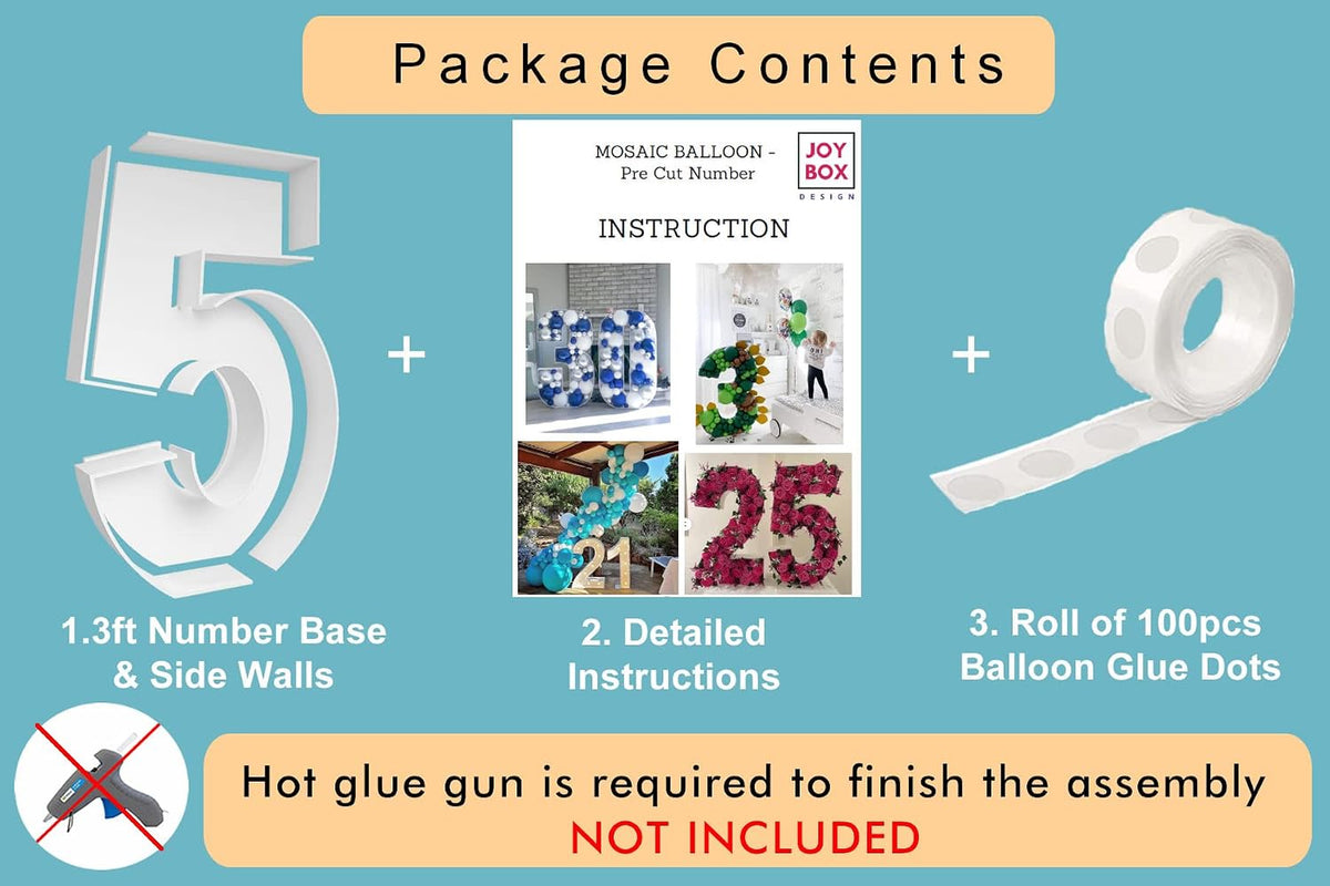 JoyBox Design 3FT DIY Mosaic Balloon Number 1 Frame - Number 5 - image 3