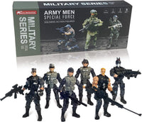 Army Men Action Figures, Soldiers Toys with Weapons for Boys 4-7 - Black