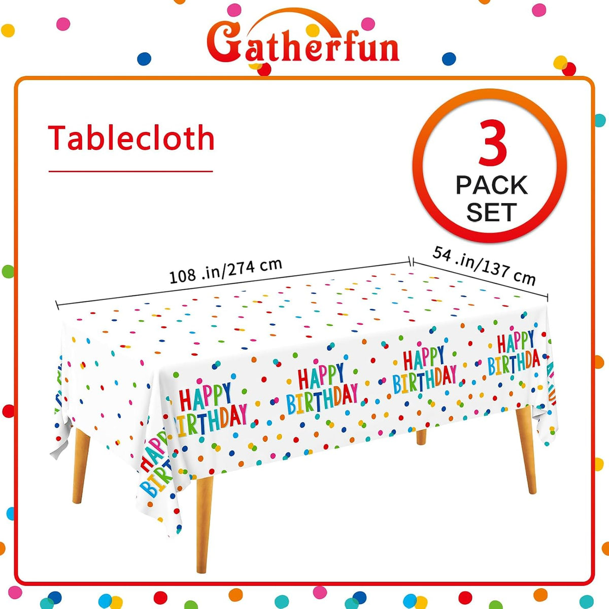 Fall Thanksgiving decorations, Disposable Tablecloth - round dot birthday - image 2