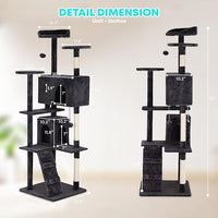 FDW Cat Tree 70in Cat Tower Multi-Level Durable Cat Scratching Post & Cozy Fun Cat Jumping Platform Space Saving Cat Condo Pet Play House for Indoor Cats,Dark Gray