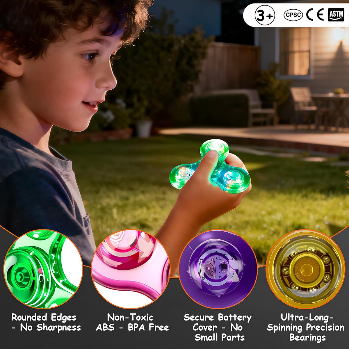 Figrol Fidget Toys 3 Pack - Crystal-pink&&yellow&green&blue&purple&white - image 2
