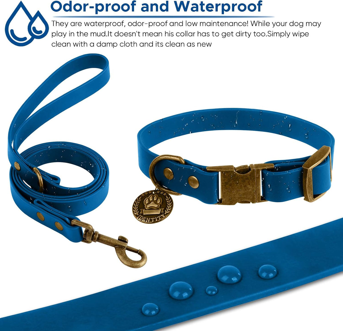 Wisedog Rubber Dog Collar with Quick Release, XS 8.5"-12" - Blue / L(Collar:14"-22";Leash:5 ft) - image 4