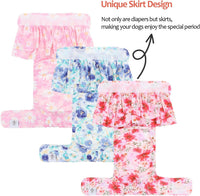 CuteBone Female Dog Diapers with Skirts 3 Pack Reusable Puppy Dresses - Watercolor blooms skirts 3pcs / M - image 2
