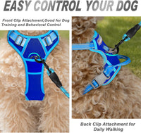 BARKBAY Dog Harness No Pull for Large Dogs Front Back Clips - Small(Chest:19.5-26") / Sapphire Blue & Blue - image 2