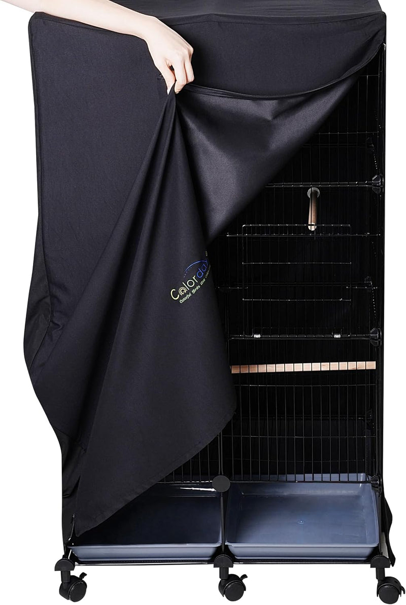 Colorday Good Night Bird Cage Cover for Large Bird Cage with Play Top - 46" / Black