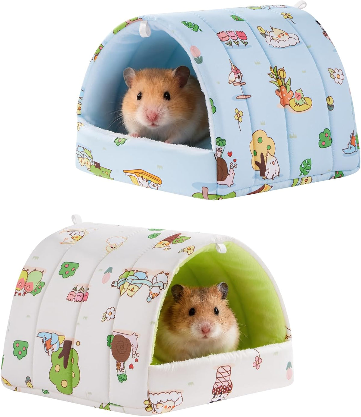2 Pack Hamster Hideout Bed - Beige+Blue / 9.4*9.4in