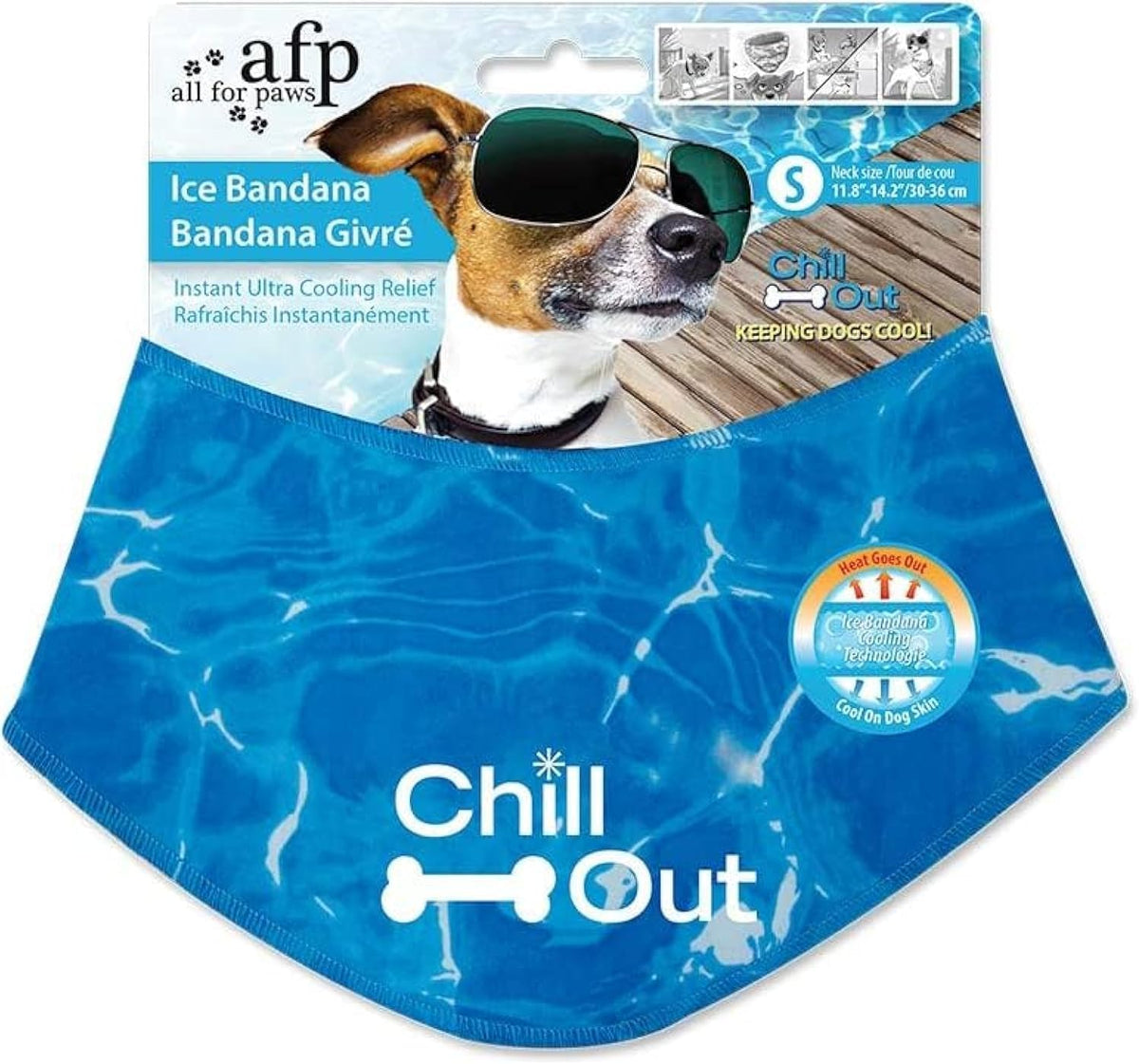 AFP Dog Cooling Bandana, Reusable Breathable Instant Cooling Neck Wrap for Medium Dog, Adjustable - S(Neck Girth 11.8-14.4 IN)
