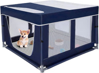 Puppy Playpen Indoor for Dog Small Pets - Royal Blue / 42inch Dog Playpen with Top and Pee Pad