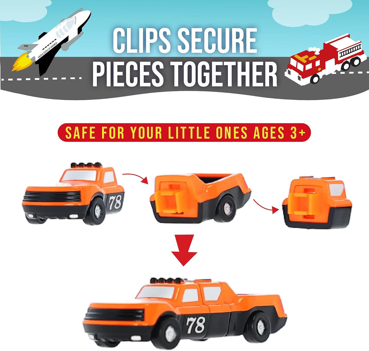 Popular Playthings Micro Mix or Match Vehicles Deluxe 1 magnetic set with 27 pieces - view 3