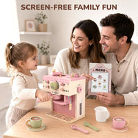 Dreamon wooden toy coffee maker set in green with cups, saucers and capsules - view 5