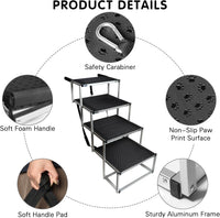 Folding Dog Stairs for Car, 16.9" Wide 4-Step Non-Slip Pet Steps – Essentials for Dogs - Black / 16.9In-4 Steps - image 4