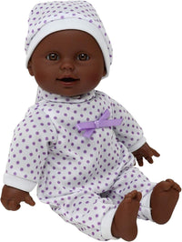 New York Doll Collection 11 inch soft body baby doll in polka dot onesie with pacifier and blanket - view 2