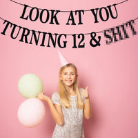 Black Glitter Look at You Turning 25 & Sh*t Banner - 12 - image 4