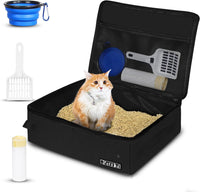 Petskd Portable Cat Travel Litter Box with Lid - Large / Black