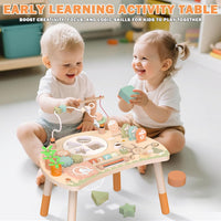 Weilim Montessori Activity Table for 1 Year Old - Natural - image 4