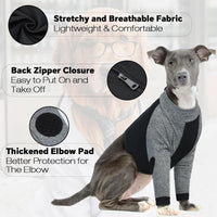 Lelepet black dog front leg sleeve, size M, with elbow pads and back zipper - view 2