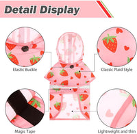 Dog Raincoat Hooded Slicker Poncho with Leash Hole - S:10-15lbs / Strawberry Pink - image 3